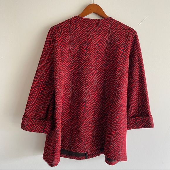 Ali Miles Size XL Women’s One Button V Neck 3/4 Short Sleeves Red Black … - Picture 3 of 7